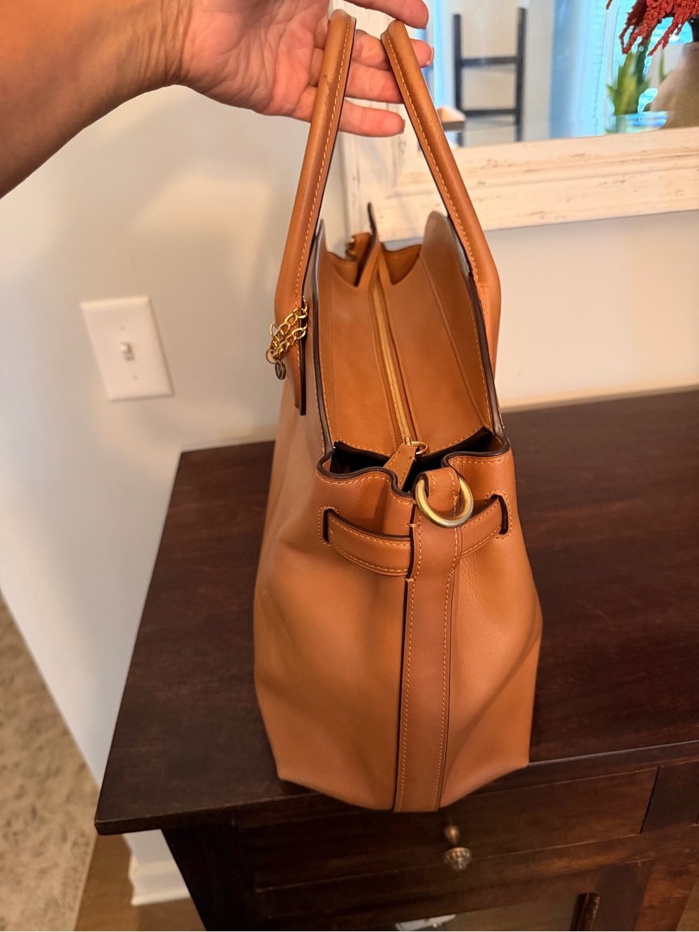 Coach Leather Satchel Handbag - Tan/Honey - Picture 2 of 16